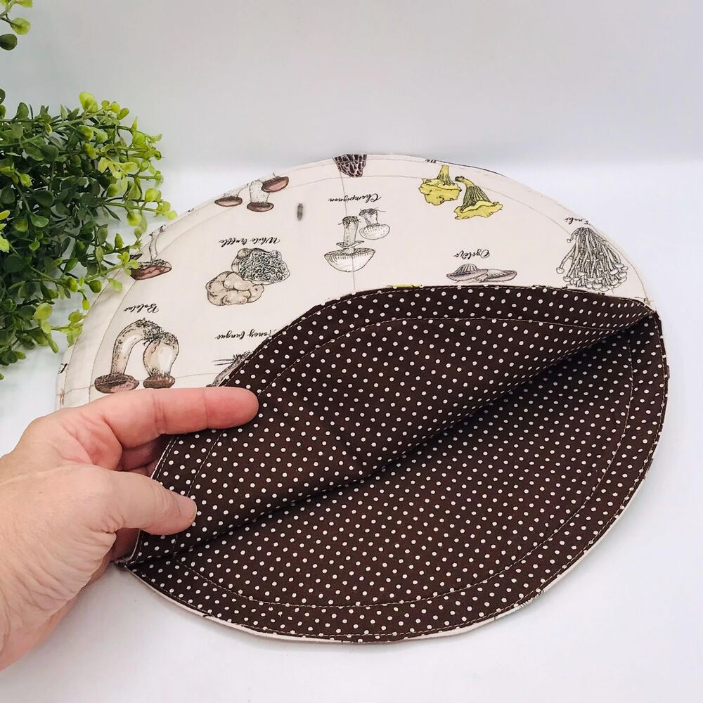 Tortilla Warmer 10.5 Inches Neutral Beige Mushrooms  Holds Up To 6 Tortillas